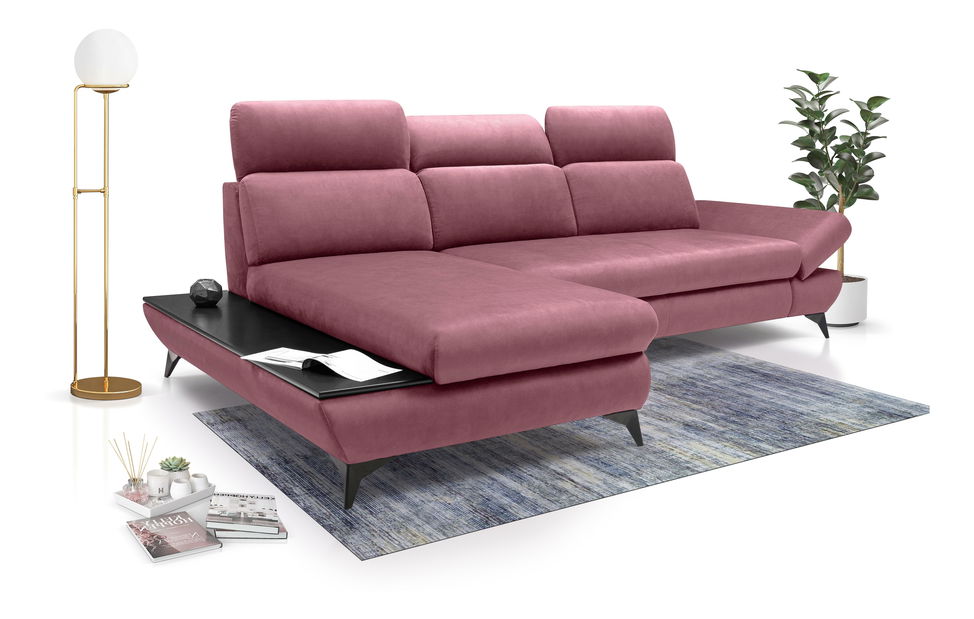 Rohová sedací souprava Titan (tmavá lilavá) (L)