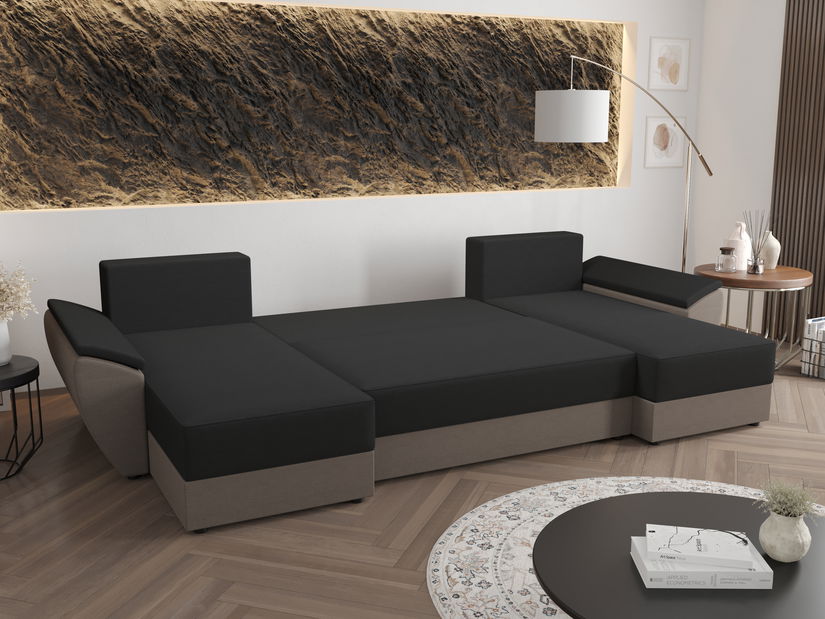 Rohová sedací souprava U Radiant U2 (tmavě hnědá + béžová)