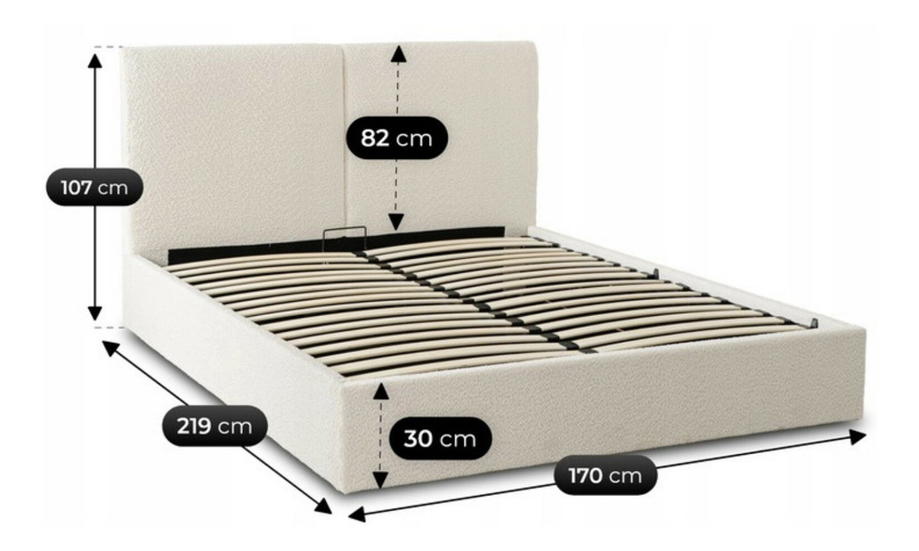 Manželská postel 140 cm Marsel 140 (krémová) (s roštem) (s úl. prostorem)