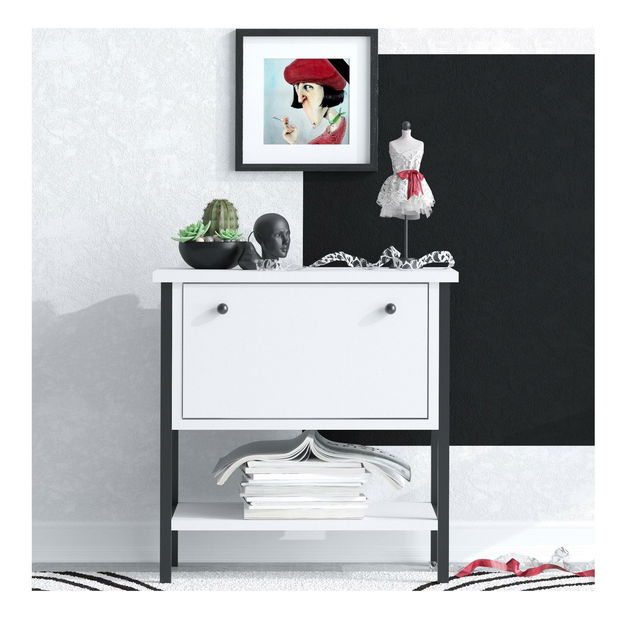 Příruční stolek Aliex 2 (bílá + černá)