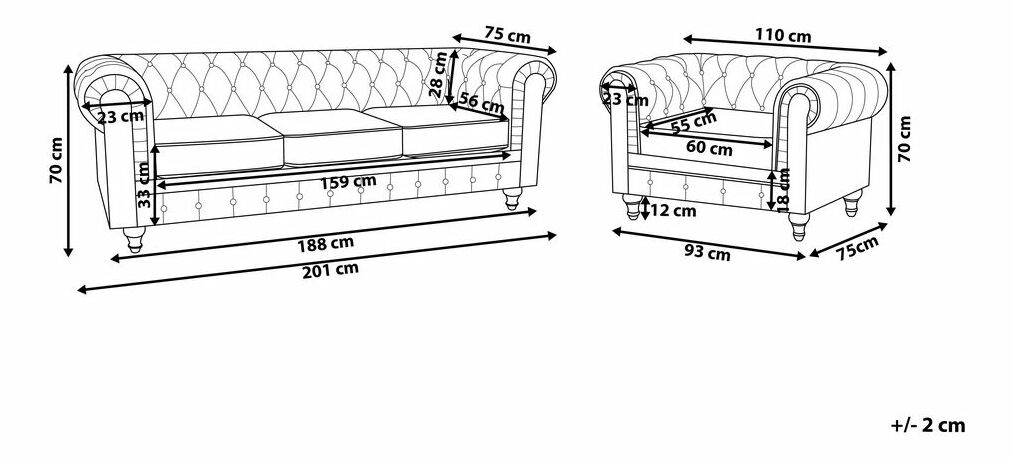 Sedací souprava CHICHESTER (tmavě červená)