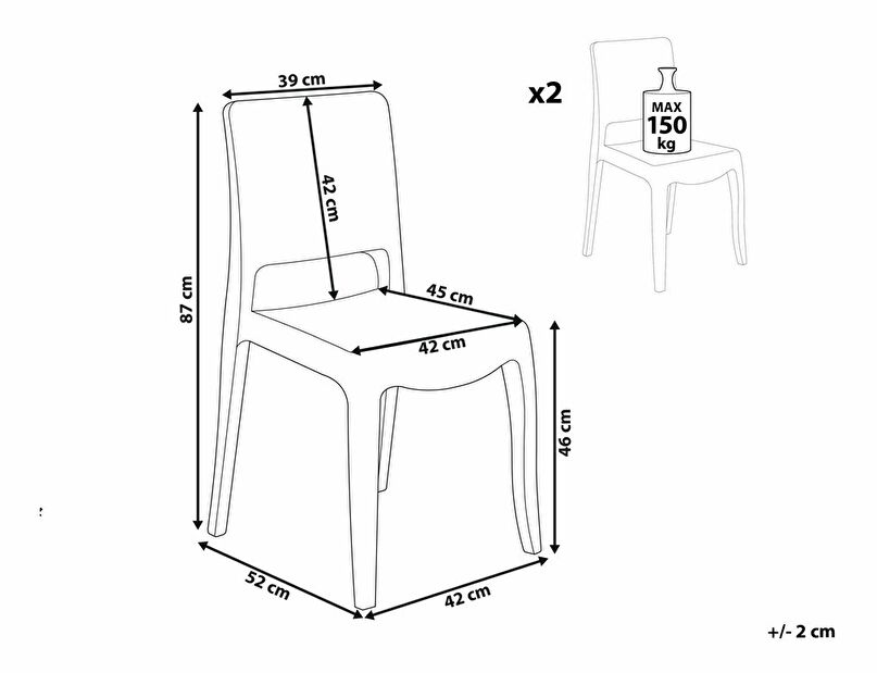 Set 2 ks jídelních židlí Werdebra (průhledná)