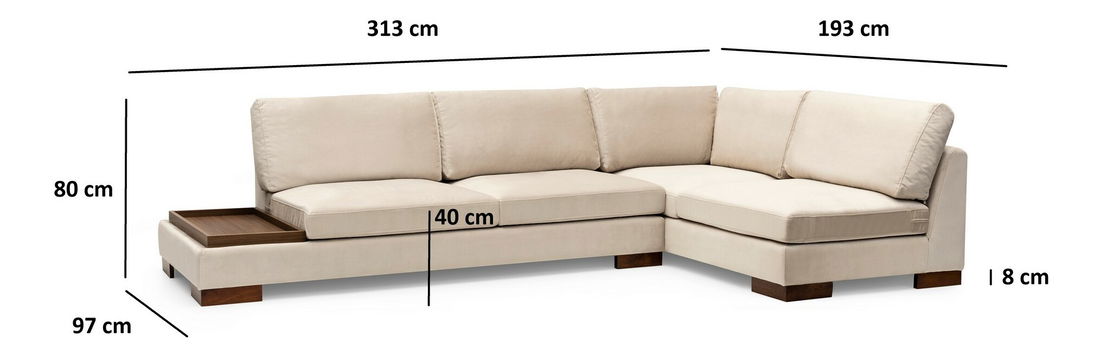 Rohová sedací souprava s taburetkou Tullia (béžová) (P)