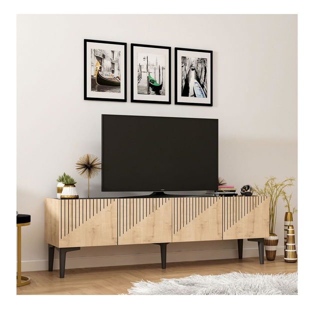 TV stolek/skříňka Tomune 4 (dub safírový + mramor černý)