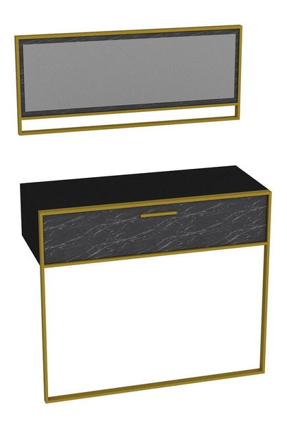 Konzolový stolek Poppy (zlatá + černá) (se zrcadlem)