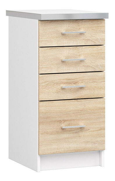 Dolní kuchyňská skříňka Lula s40 sz4 (matná bílá + dub sonoma)