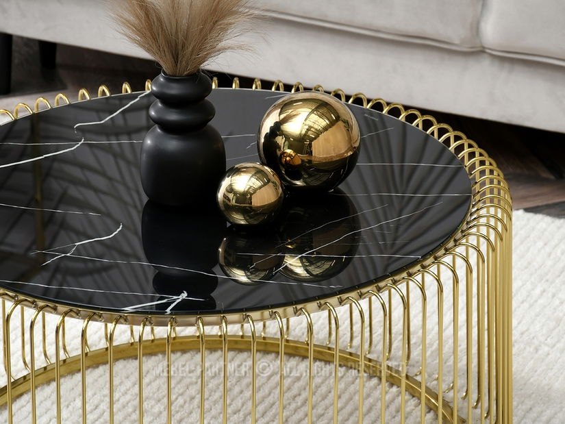 Konferenční stolek Nils (mramor + zlatá)