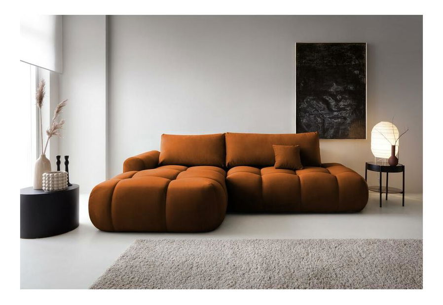 Rohová sedací souprava Ombre (L) (měděná + černá)