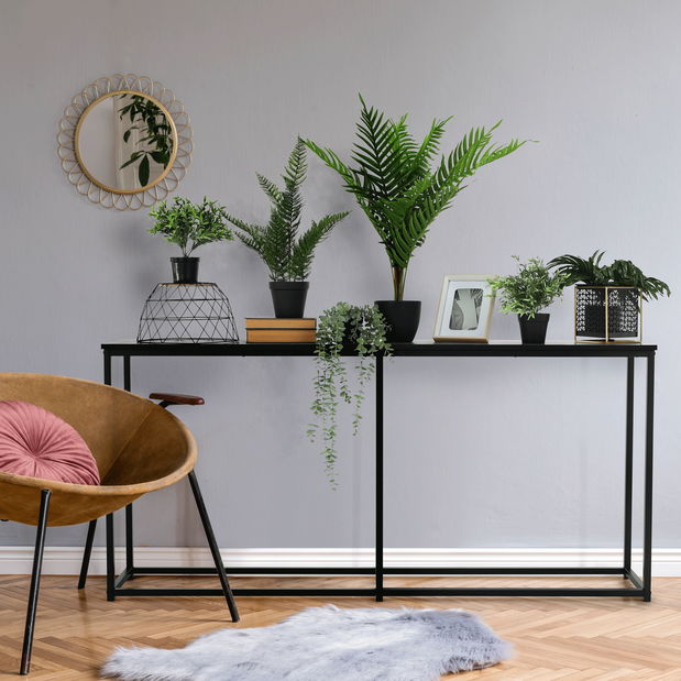 Konzolový stolek Burnet (tmavě-šedá grafit + černá)