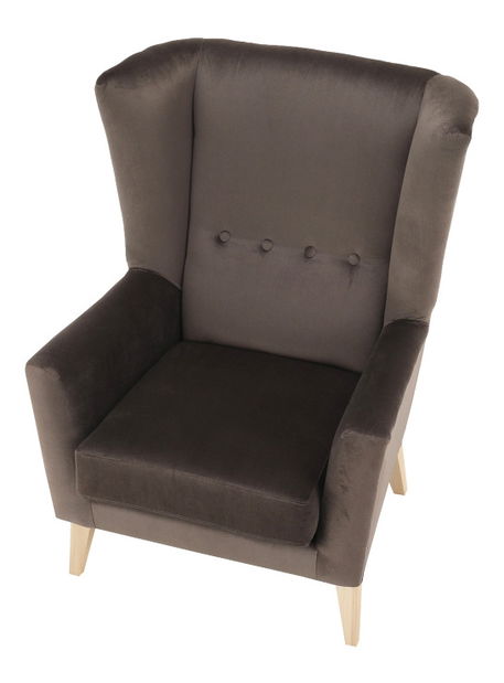 Křeslo ušák Royse Paros 04 (šedohnědá taupe + buk)