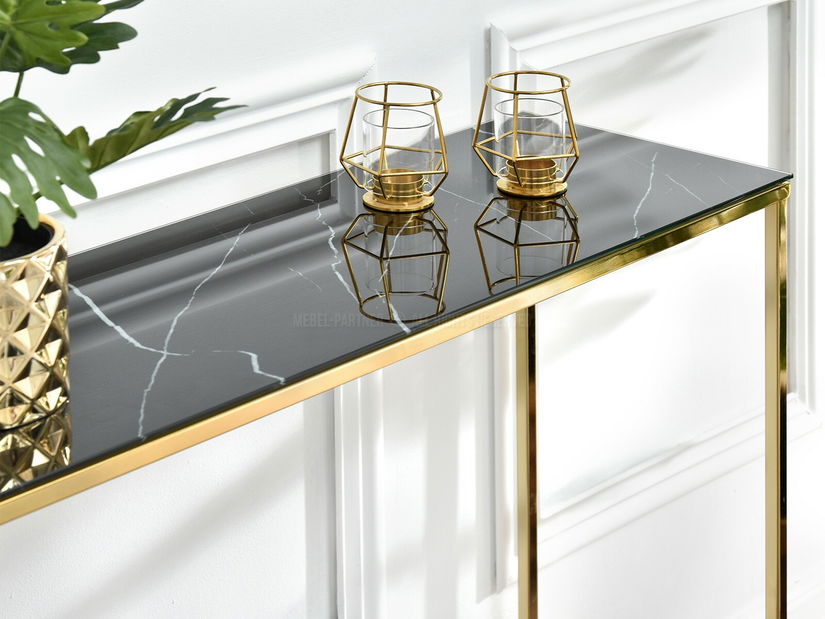 Konzolový stolek Bella Kons (černá + zlatá)