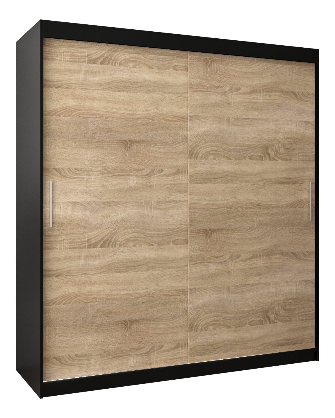 Šatní skříň 180 cm Toki (Černá matná + Dub sonoma)