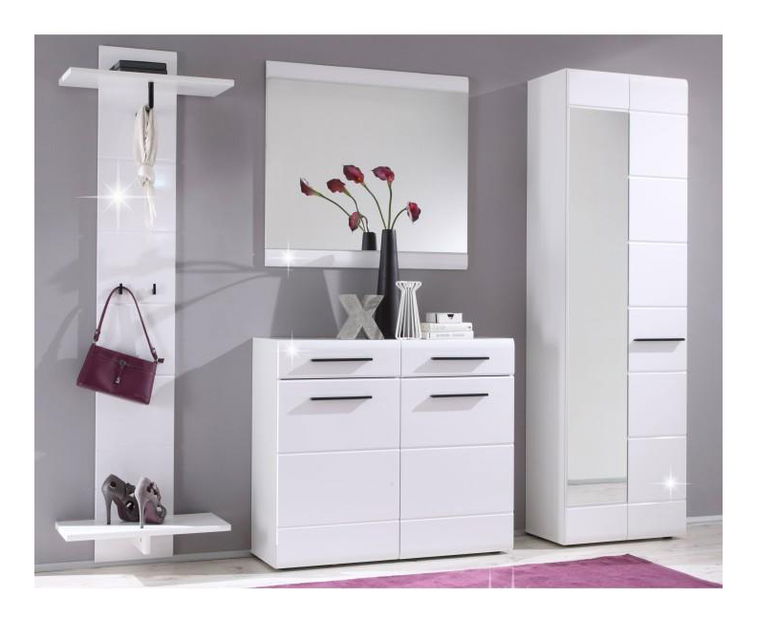 Zrcadlo Della (bílá + lesk bílý)