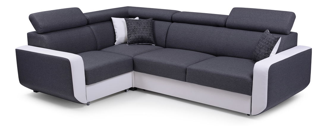 Rohová sedačka Elden (tmavě šedá + bílá) (L)