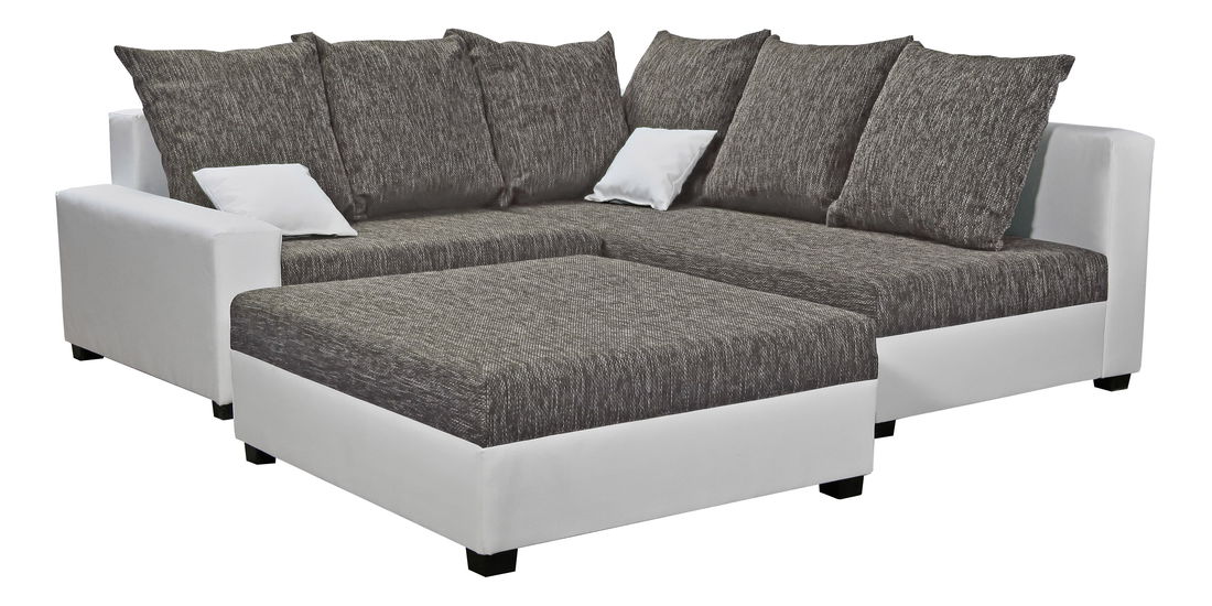 Rohová sedací souprava Monarda (šedá + bílá) (s taburetem) (P)