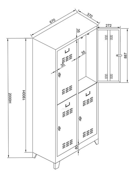 Uzamykatelná skříň Jessia 19 (šedá)