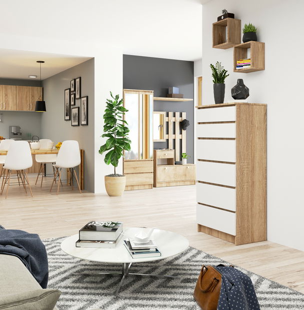 Komoda Kalista III (dub sonoma + bílá)