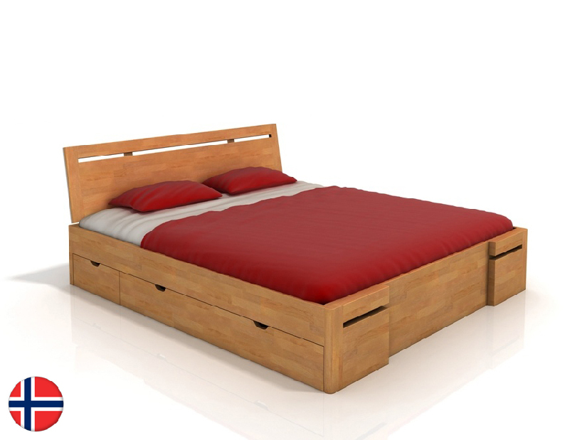 Jednolůžková postel 120 cm Naturlig Bokeskogen High Drawers (buk) (s roštem)