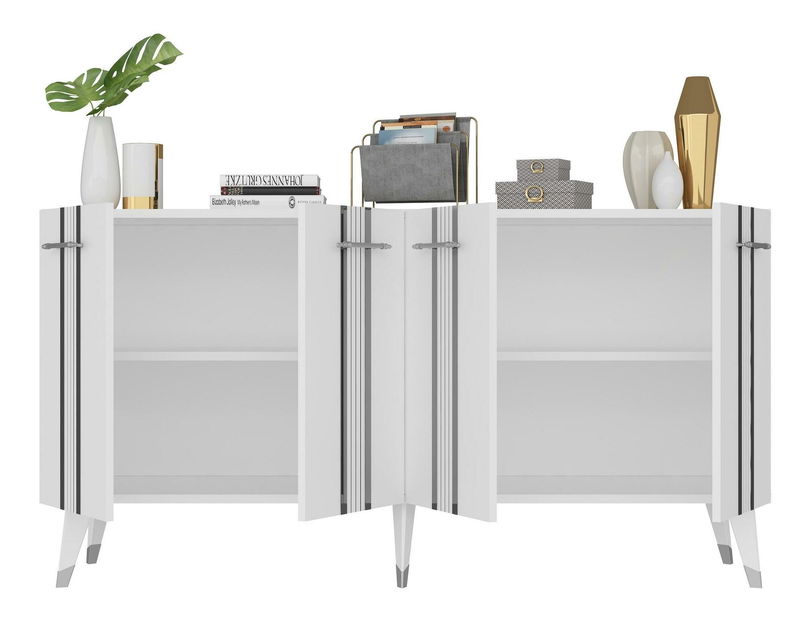 Skříňka Pebine 1 (bílá + stříbrná)