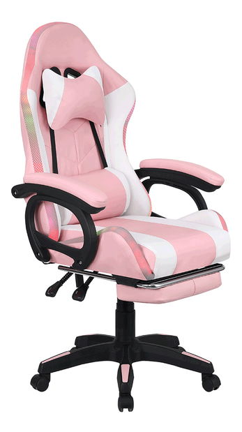Kancelářské křeslo Juventa (s RGB LED osvícením) (růžová + bílá)