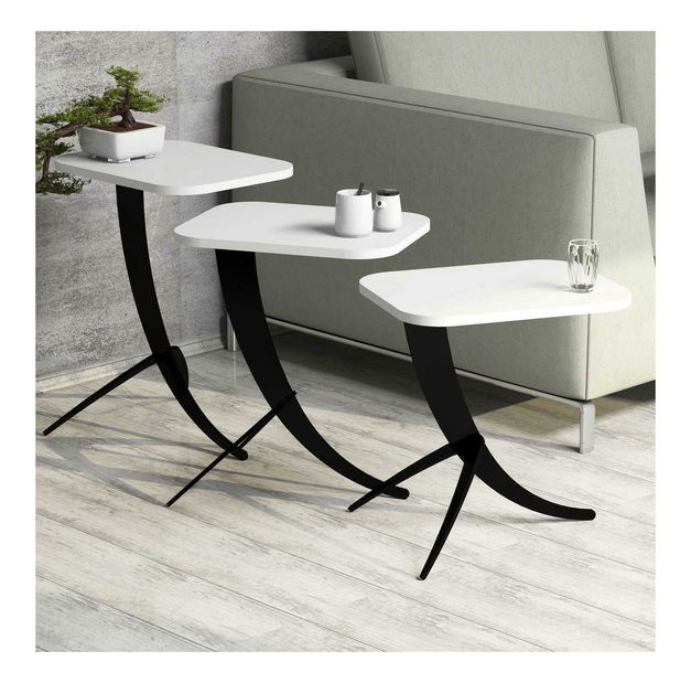 Set 3ks. konferenčních stolků Minuno (bílá)