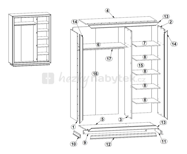 Šatní skříň BRW LARGO CLASSIC SZF3D/21/16
