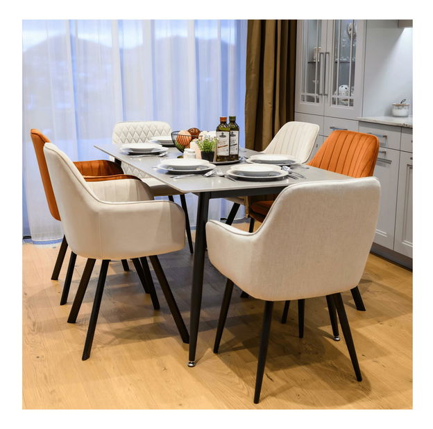 Jídelní stůl Fresia 2 (šedý mramor + černá) (pro 6 osob)