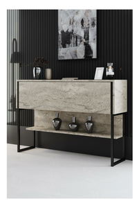 Konzolový stolek Luna 4 (travertin + černá)