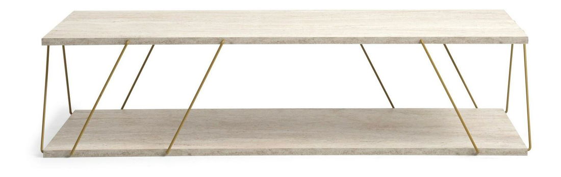 Konferenční stolek Liana (zlatá + mramor světlý)