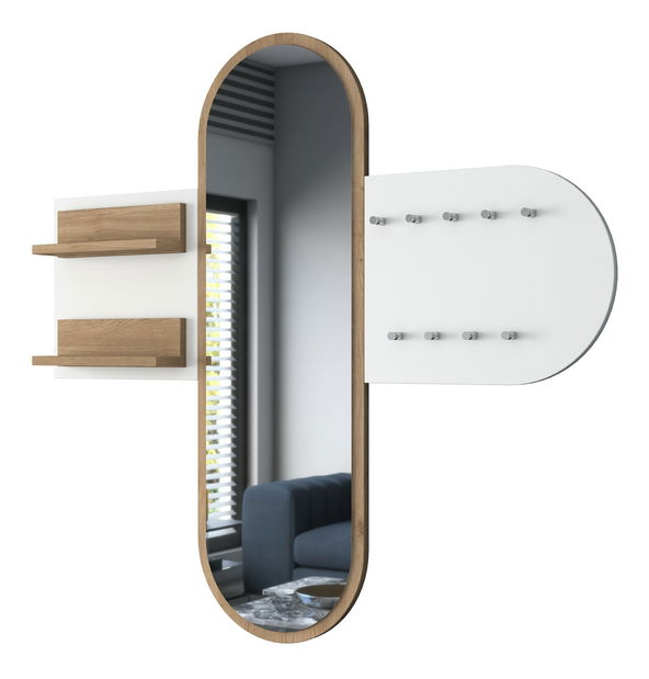 Předsíňová sestava Pixie 3 (Bílá + Ořech) (se zrcadlem)