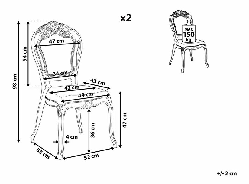 Set 2ks. jídelních židlí Vitton (průhledná)