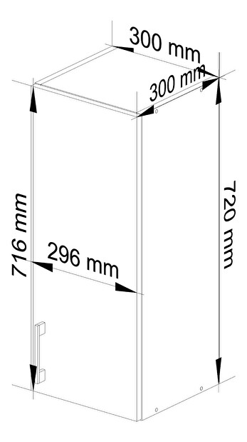 Horní kuchyňská skříňka Lula W30 H720 (bílá + dub sonoma)