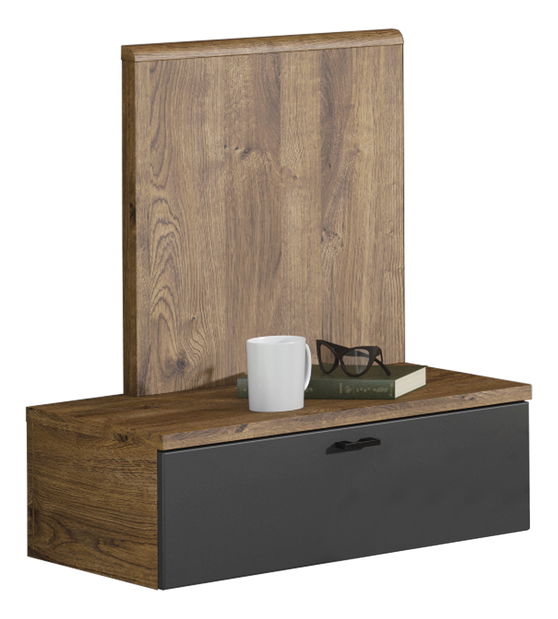 Noční stolek Amnezi (dub ribeck + grafit tmavý) 