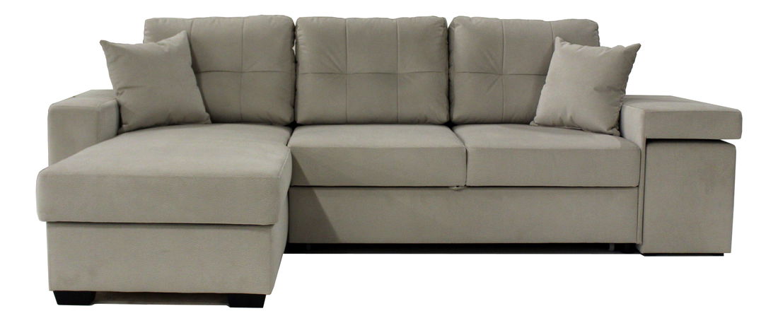 Rohová sedací souprava BRW Collin 2F RECBK (béžová) (L) (s taburetmi)