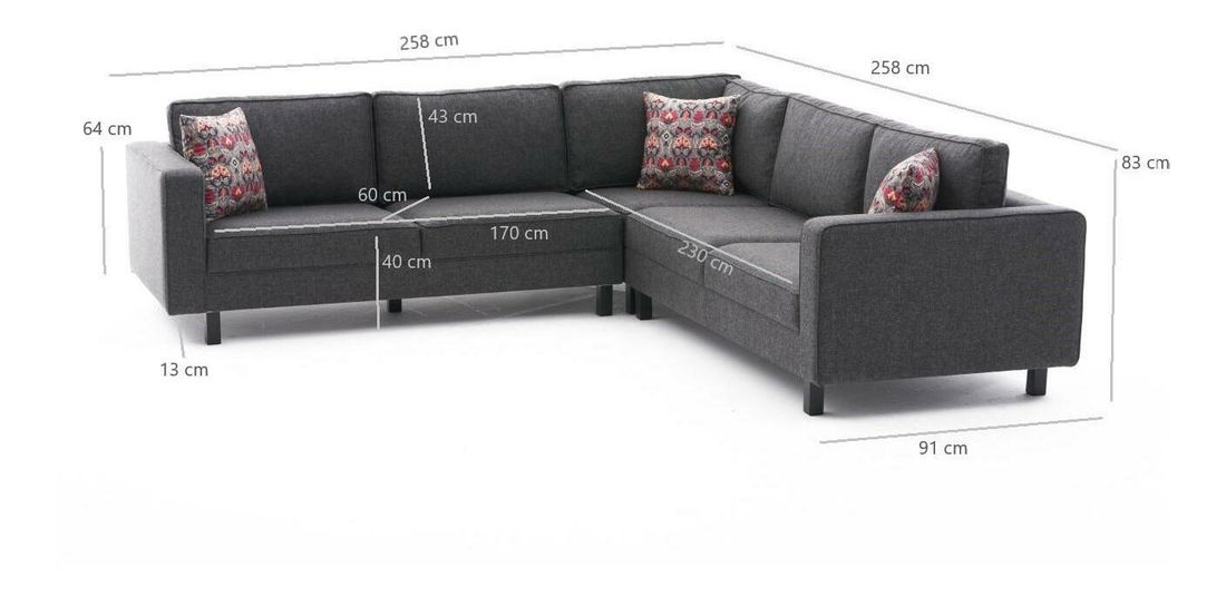 Rohová sedačka Kalen 2 (antracit + černá)
