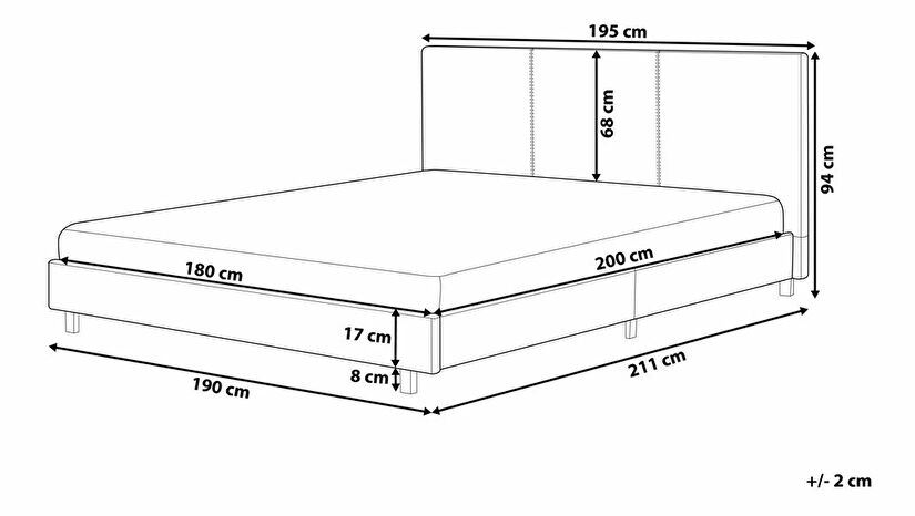 Manželská postel 180 cm ALVIA (s roštem) (béžová)