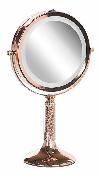 Kosmetické zrcadlo Beryl (růžovozlatá) (s LED osvětlením)