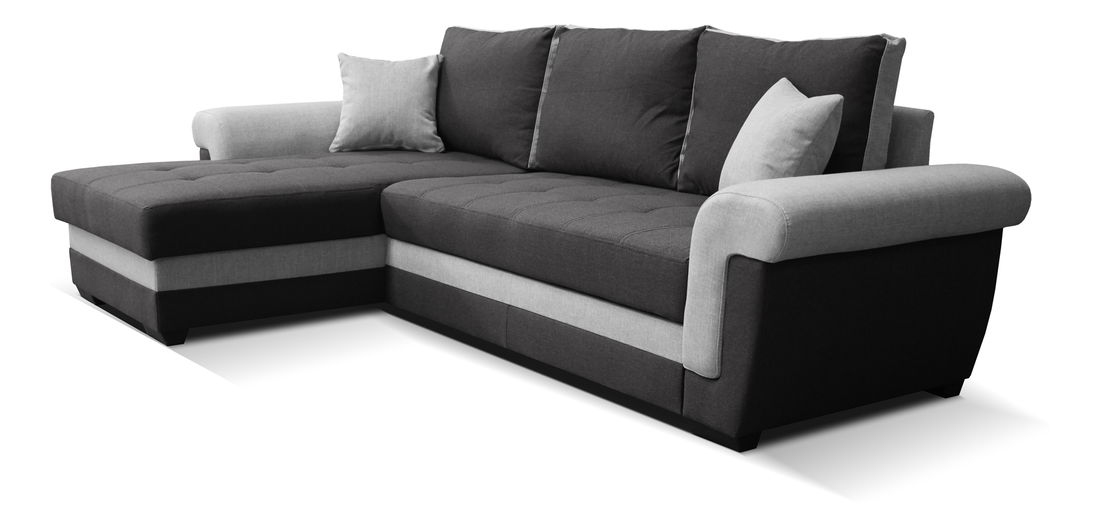 Rohová sedací souprava Rony L+2F (černá + šedá) (L)