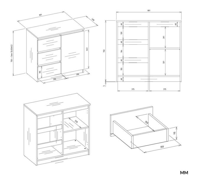 Komoda Musecalo 12 (kašmír)