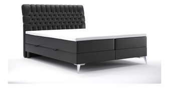 Boxspring postel 140 cm Molera (černá ekokůže) (s úložným prostorem)
