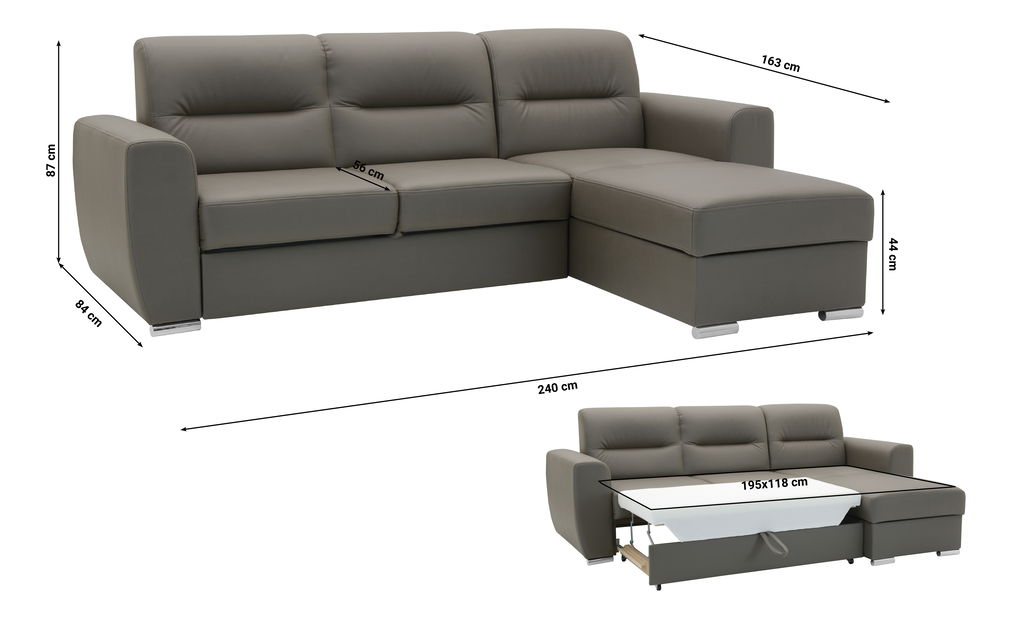 Rohová sedačka Renold (hnědá) (s úl. prostorem)