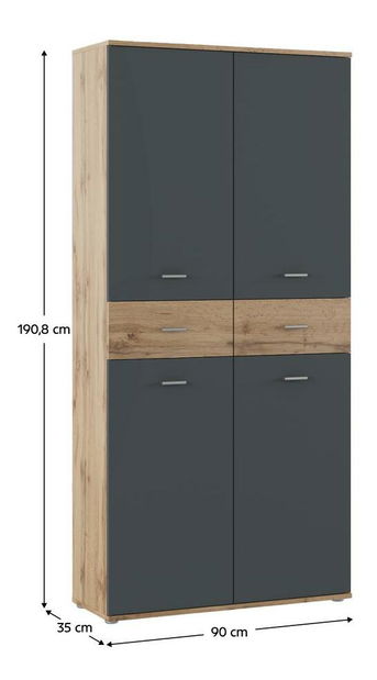 Botník (skříňka na boty) Variacion (dub wotan + grafit)