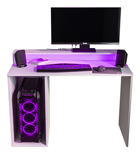 Herní PC stolek Garrick 2 (bílý) (s LED RGB osvětlením)