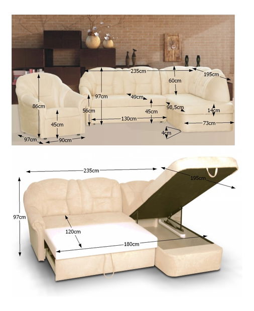 Sedací souprava Modena Roh+K (P)