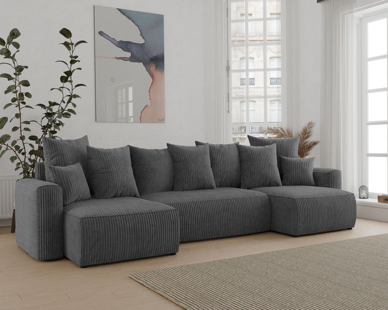 Rohová sedačka Denia U (tmavě šedá) (P)