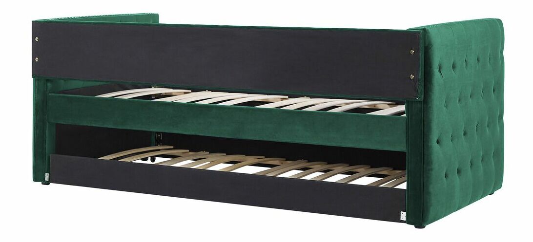 Rozkládací postel 90 cm GENSA (zelená) (s roštem)