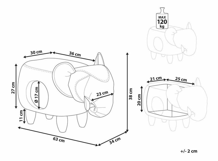 Taburetka JOMO (šedá) (s úl. prostorem)
