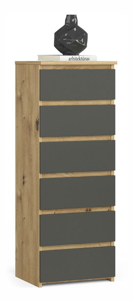 Komoda Cipriano V (dub artisan + šedá)