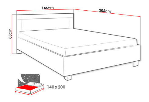 Manželská postel 140cm Cassidy CR22/23 (dub sonoma)