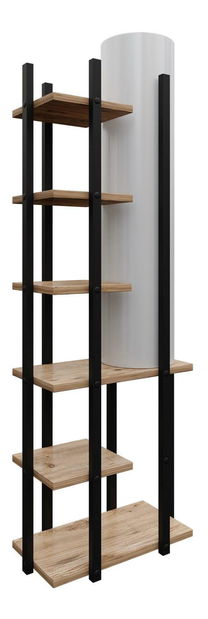 Stojanová lampa s policemi Derotessa 2 (černá + bílá + přírodní)